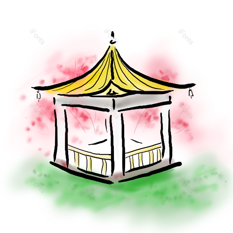 中国风图片,水彩画元素,水墨画PNG,水墨亭子免抠素材